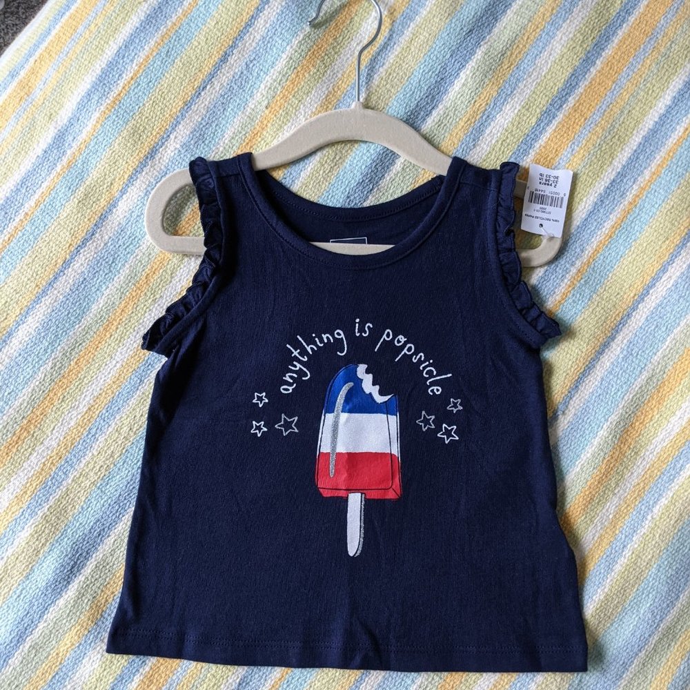 🌟🆕 New GAP Toddler Girl 'Anything is Popsicle' tank 2T